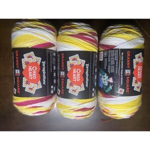 Red Heart All in One Granny Sq Soft White Buttercup Blush 3 Pack of 250g Yarn